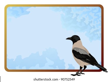 Bird on a background frame of the sky with clouds