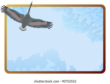 Bird on a background frame of the sky with clouds