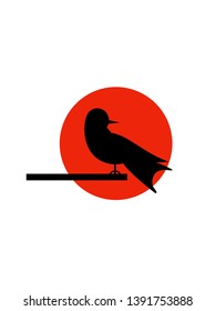 Bird on background the sun