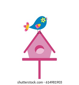 bird on a birdhouse