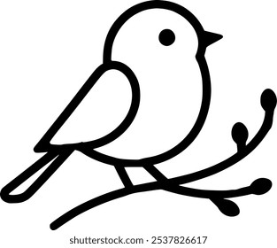 bird on a branch drawing by one continuous line sketch, isolated