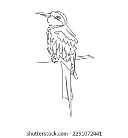 Bird on a branch drawn in line art style