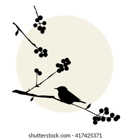 Bird on a branch during summer days - vector illustration