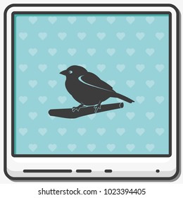 Bird on a branch flat vector icon.