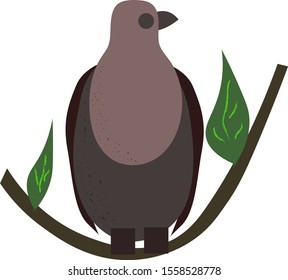 Pássaro no galho, ilustração, vetor no fundo branco.