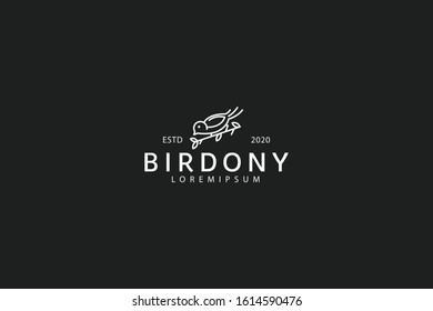 Bird on a branch line icon. Bird outline logo vector. emblem design