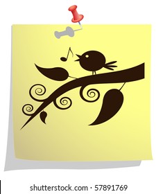 the bird on the branch. memo sticker
