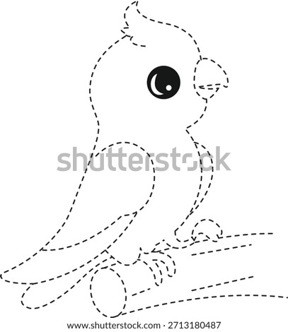 Bird on branch outline line art suitable for coloring pages, school projects, and decorative children’s artwork.