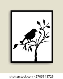 Bird on a Branch Silhouette vector