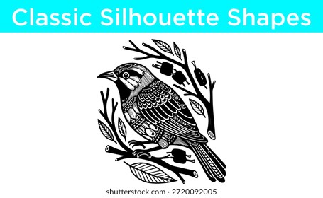 Bird on a branch silhouette Vector
