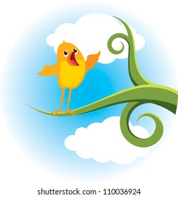 Bird on a branch singing songs