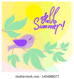 Bird on a branch on summer day