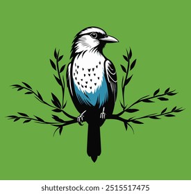 Bird on branch tree icon. Vector illustration, Ai Content Generate.
