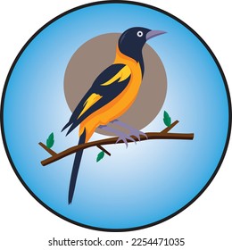 bird on a branch of tree illustration vector 