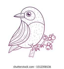 Bird On A Branch Vector Design Elements. Graphic Drawing, Engraving Style. Sketch Drawn.