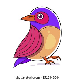 Bird On A Branch Vector Design Elements. Graphic Drawing, Engraving Style. Sketch Drawn.
