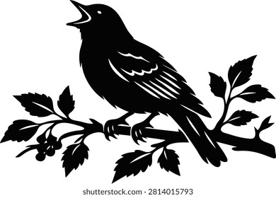 bird on a branch vector flat design.