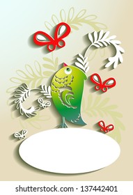 Bird on the branch. Vector illustration.