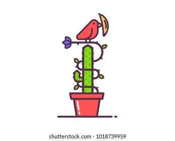 Bird on cactus