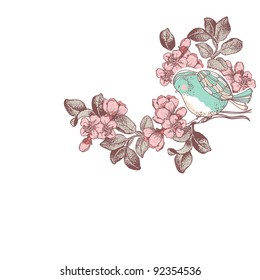 Bird On A Cherry Blossom Branch