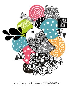 Bird on the colorful abstract background. Vector illustration.