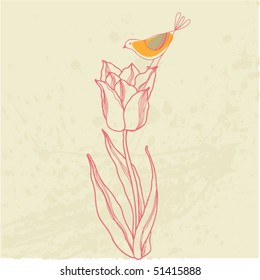 bird on flower card