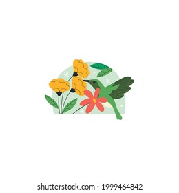 Bird On Flower Vector Illustration