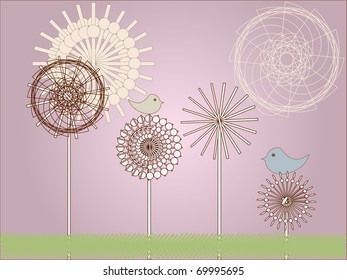 bird on flowers