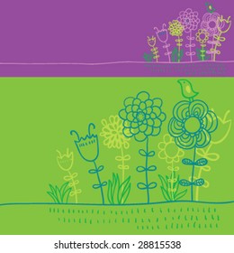 Bird on flowers - vector design
