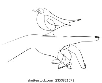 Ave a mano en dibujo de una línea de arte