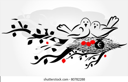 bird on nest with egg