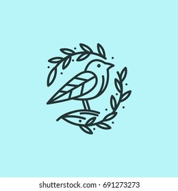 Bird on the nest logo template vector illustration