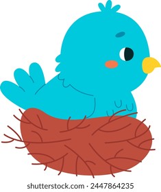 Bird On Nest Vector Illustration