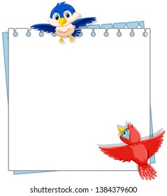 A bird on note template illustration