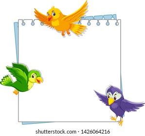 Ilustración de la plantilla de pájaro en nota