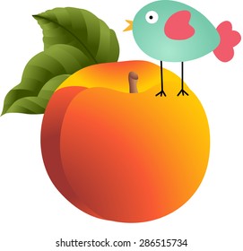 Bird on peach