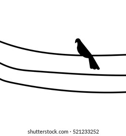 a bird on the power line-vector