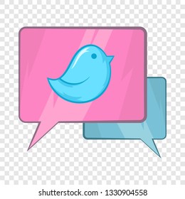 Bird on a speech bubble icon in cartoon style on a background for any web design 