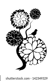 bird on the stylized tree