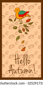 bird on a tree autumn leaf fall vector