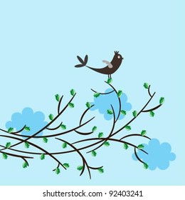 Bird on a tree branch.