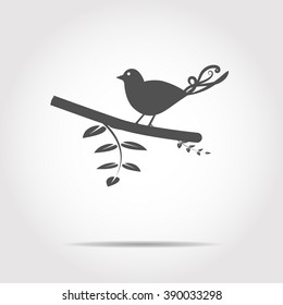 Bird on a tree branch icon  Vector Illustration