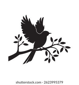 Pájaro en la Ilustración vectorial de la rama del árbol