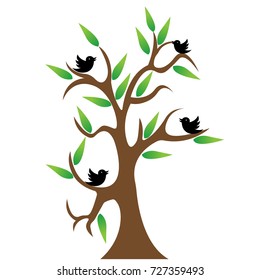 bird on tree vector