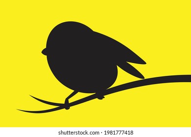 Bird On Tree Wall Decal Art With Yellow Baground 