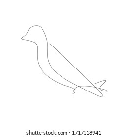 Bird on white background line drawing vector illustration