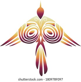 Bird on white background in vector with gradient