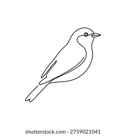 Bird in one continuous line, delicate sketch, realistic portrayal, simple elegance, avian silhouette, artistic outline.