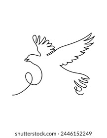 bird one line art, vector best line icon.