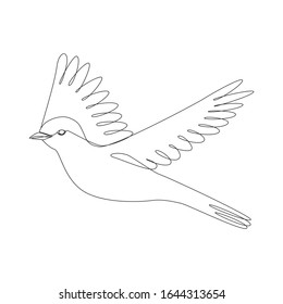 Bird one line drawing on white isolated background. Vector illustration